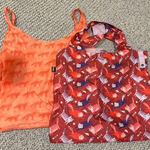 Baggu and Loqi Nylon Fox and Cat Packable Oversized Reusable Shopper Bags